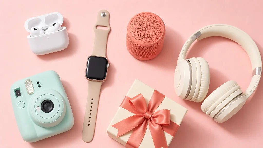 Earbuds, a smartwatch, a speaker, headphones and an instant camera